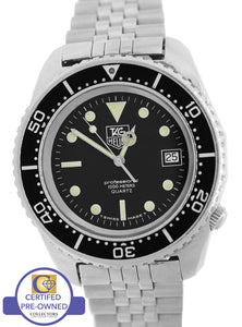 Vintage Tag Heuer Professional Deep Dive 980.023N Black 42mm Quartz Steel Watch