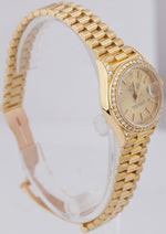 Ladies Rolex DateJust President 26mm Champagne DIAMOND Gold Watch 69238 B+P