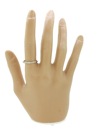 Antique Edwardian 18k Solid White Gold 0.14ctw Diamond Wedding Band Ring